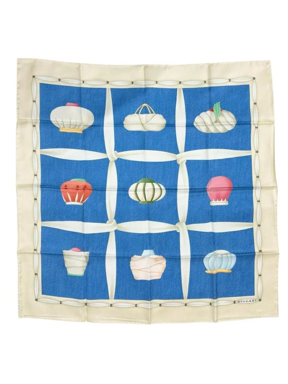 Bvlgari Silk Blue Beige Scarf